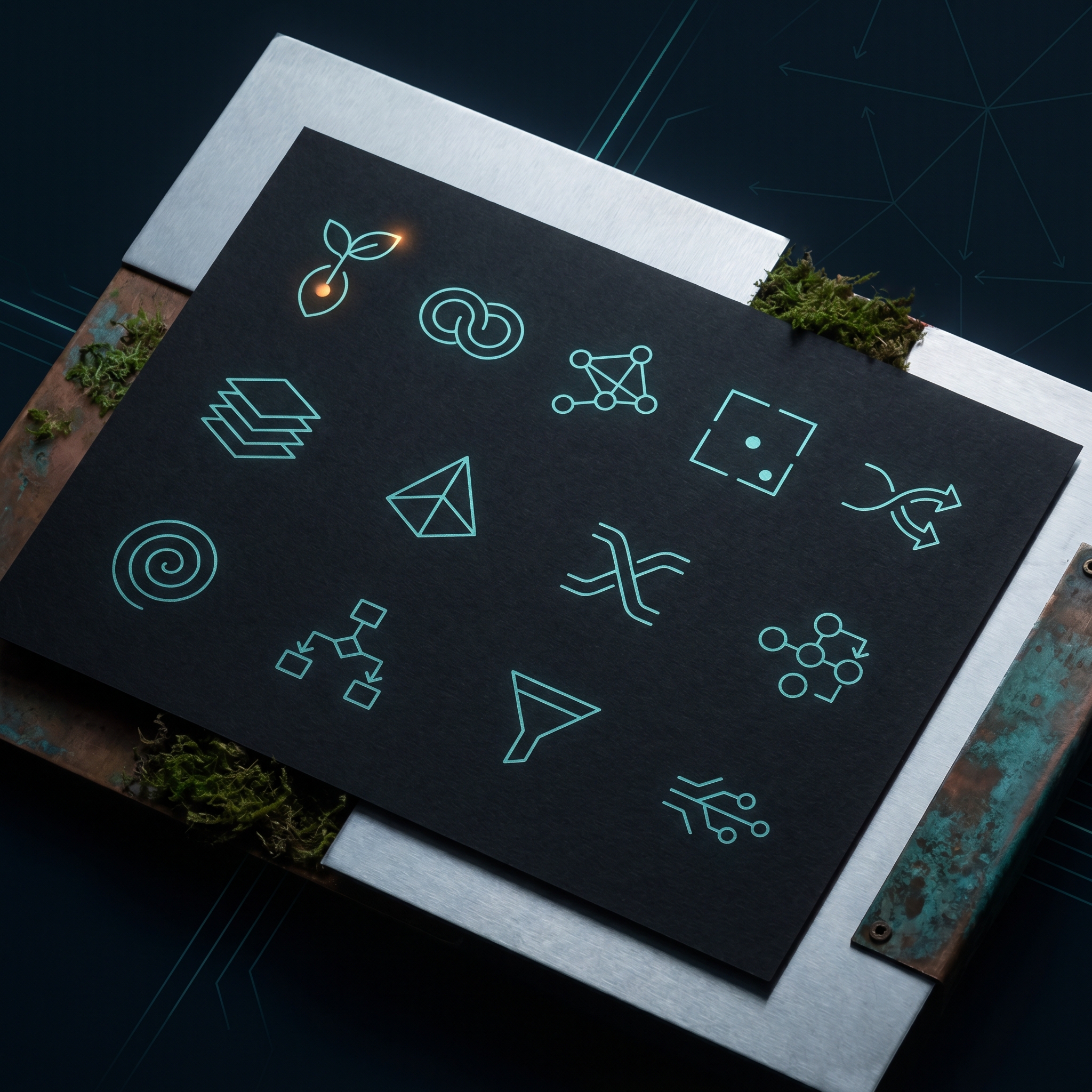Icon system — geometric line marks