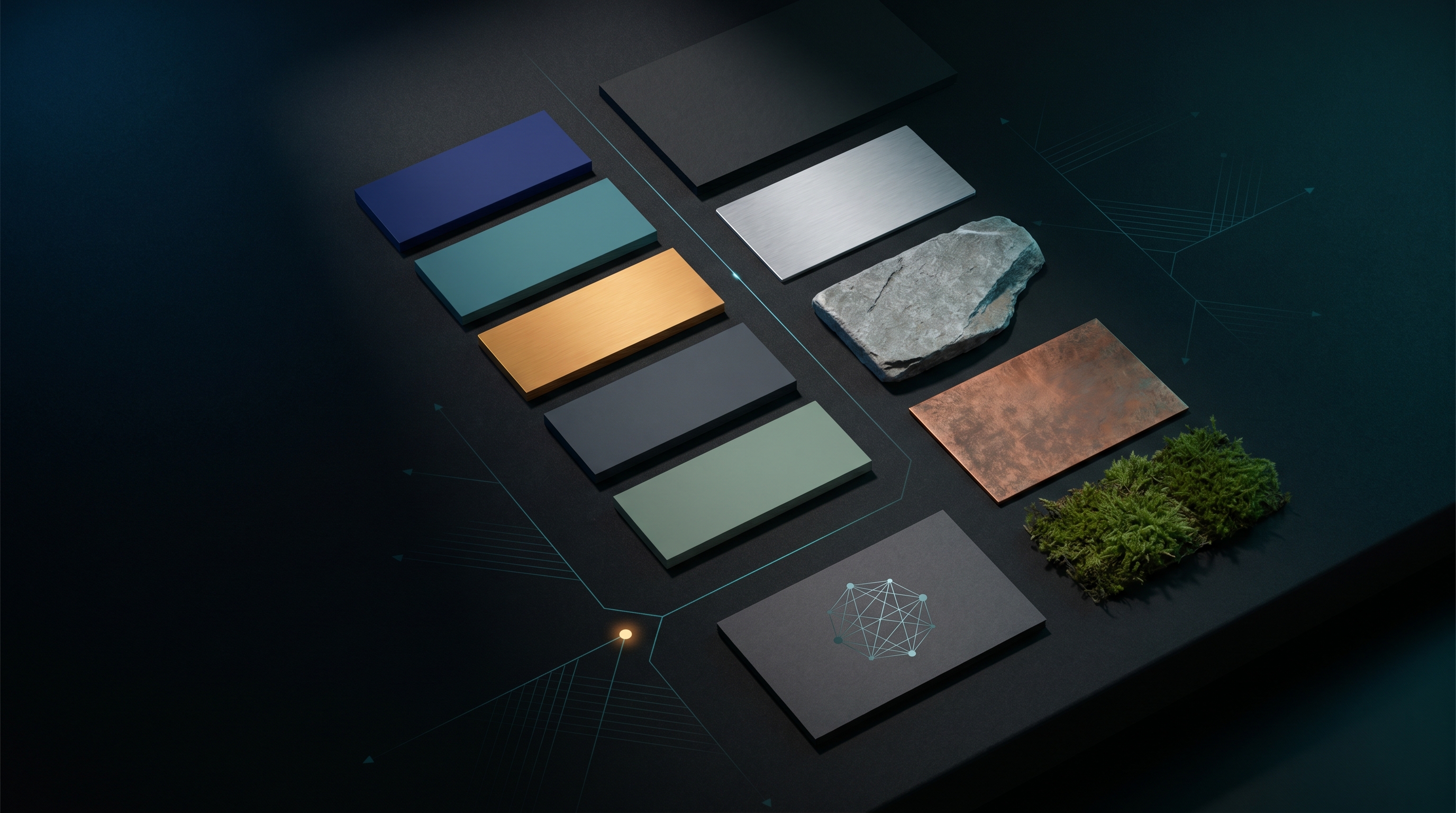 Visual language board — palette and material study